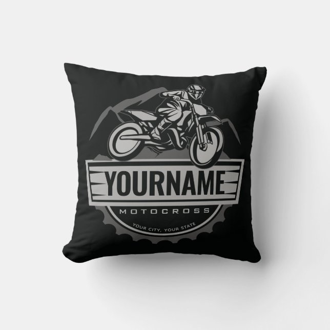 Personalised Motocross Rider Dirt Bike Hill Racing Cushion (Front)