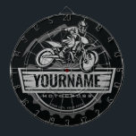Personalised Motocross Rider Dirt Bike Hill Racing Dartboard<br><div class="desc">Personalised Dirt Bike Rider Motocross Racing Moto Racer Motorcycle Gifts - Customise with your Name or Custom Text!</div>