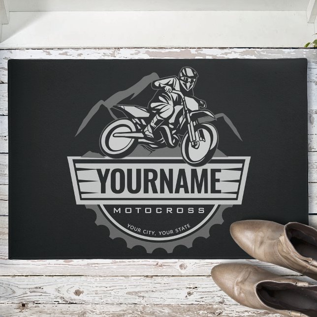 Personalised Motocross Rider Dirt Bike Hill Racing Doormat (Creator Uploaded)