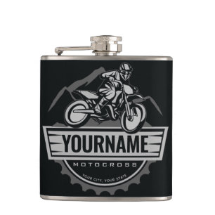 Personalised Motocross Rider Dirt Bike Hill Racing Hip Flask