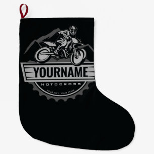 Personalised Motocross Rider Dirt Bike Hill Racing Large Christmas Stocking