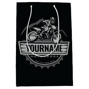 Personalised Motocross Rider Dirt Bike Hill Racing Medium Gift Bag