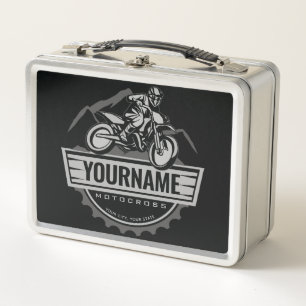 Personalised Motocross Rider Dirt Bike Hill Racing Metal Lunch Box