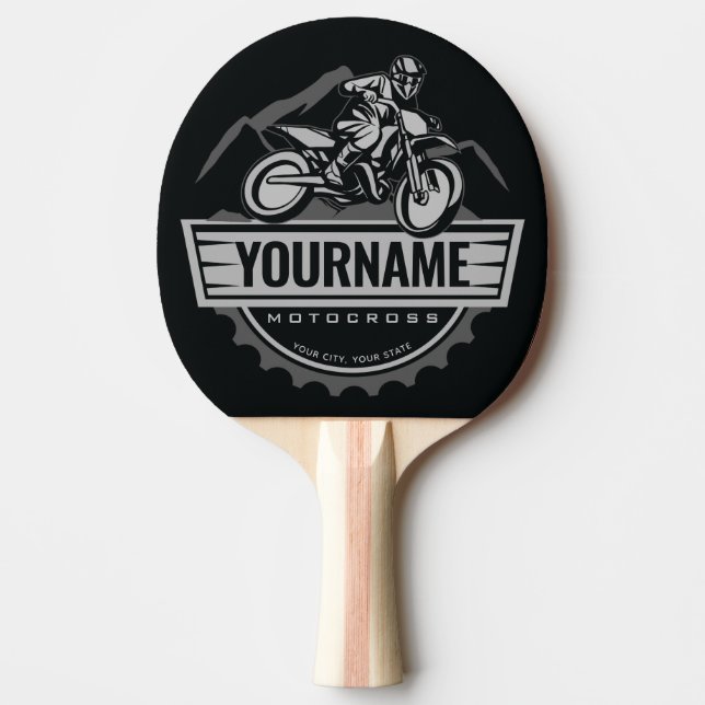 Personalised Motocross Rider Dirt Bike Hill Racing Ping Pong Paddle (Front)