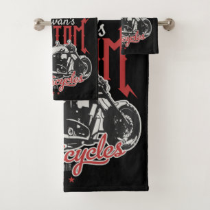 Personalised Motorcycle Big Bad Bike Biker Garage Bath Towel Set