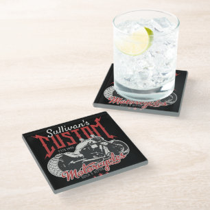 Personalised Motorcycle Big Bad Bike Biker Garage Glass Coaster