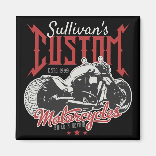 Personalised Motorcycle Big Bad Bike Biker Garage  Magnet (Front)