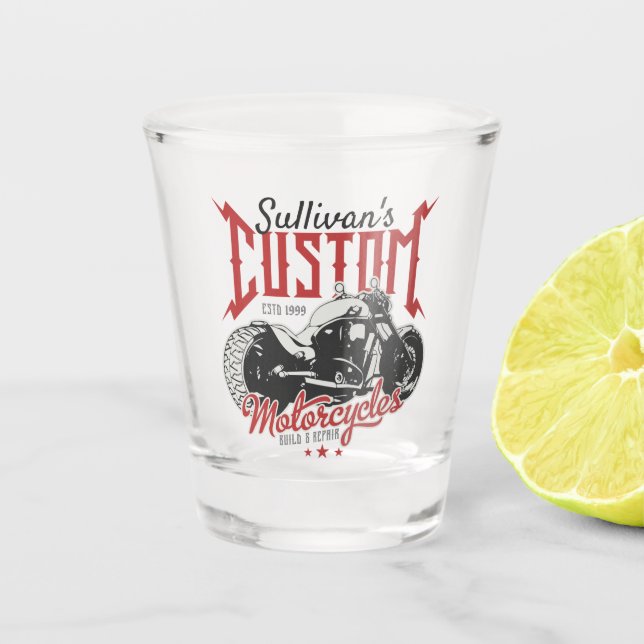 Personalised Motorcycle Big Bad Bike Biker Garage  Shot Glass (Front)