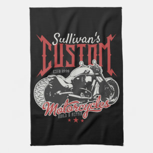 Personalised Motorcycle Big Bad Bike Biker Garage  Tea Towel