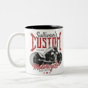 Personalised Motorcycle Big Bad Bike Biker Garage Two-Tone Coffee Mug