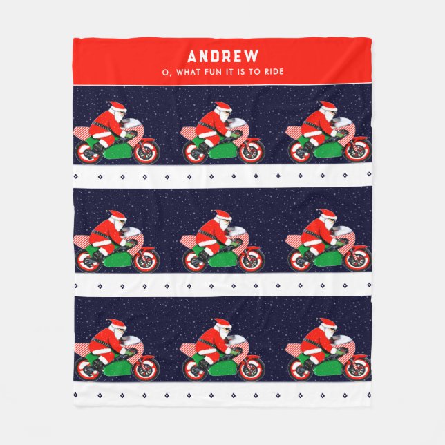Personalised Motorcycle Biker Holiday Gift Fleece  Blanket (Front)