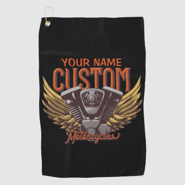  Personalised Motorcycle Eagle Wings Biker Garage  Golf Towel (Front)