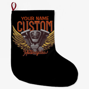  Personalised Motorcycle Eagle Wings Biker Garage  Large Christmas Stocking