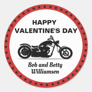 Personalised Motorcycle Happy Valentine's Day Classic Round Sticker