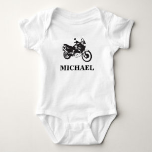 Personalised Motorcycle Illustration Boys Baby Bodysuit