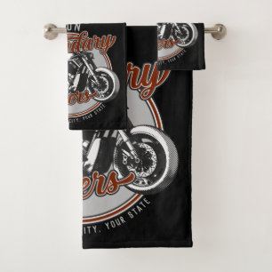 Personalised Motorcycle Legendary Rider Biker NAME Bath Towel Set