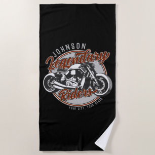 Personalised Motorcycle Legendary Rider Biker NAME Beach Towel
