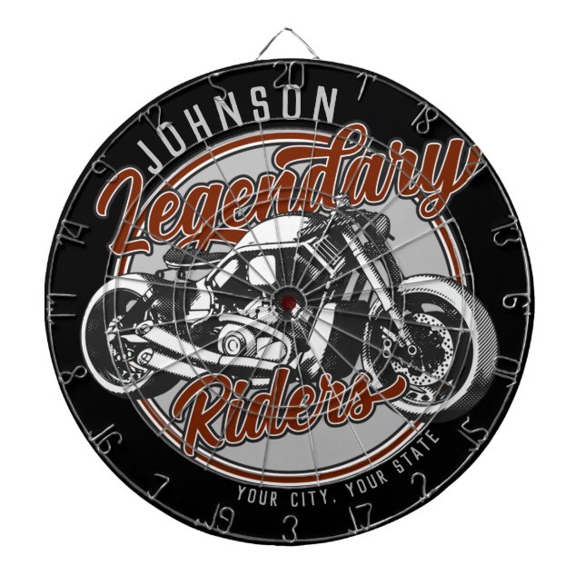 Personalised Motorcycle Legendary Rider Biker NAME Dartboard (Front)