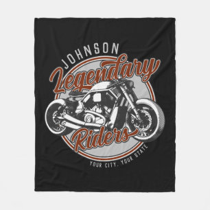 Personalised Motorcycle Legendary Rider Biker NAME Fleece Blanket