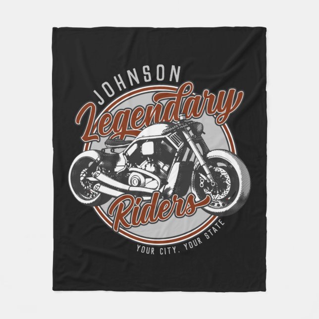 Personalised Motorcycle Legendary Rider Biker NAME Fleece Blanket (Front)