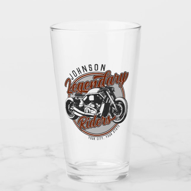Personalised Motorcycle Legendary Rider Biker NAME Glass (Front)