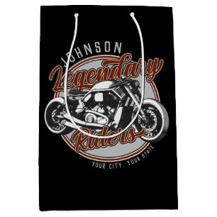 Personalised Motorcycle Legendary Rider Biker NAME Medium Gift Bag