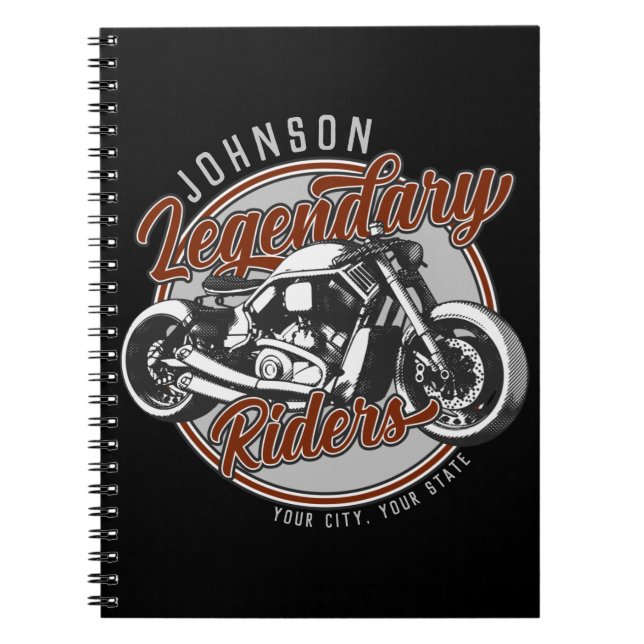 Personalised Motorcycle Legendary Rider Biker NAME Notebook (Front)