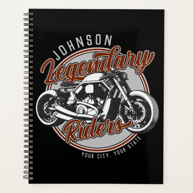 Personalised Motorcycle Legendary Rider Biker NAME Planner (Front)