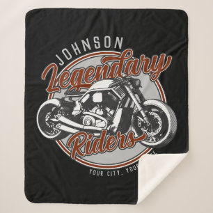 Personalised Motorcycle Legendary Rider Biker NAME Sherpa Blanket