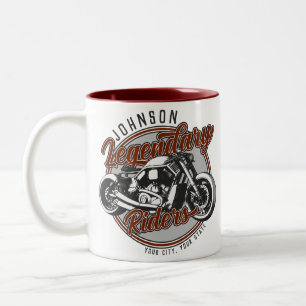 Personalised Motorcycle Legendary Rider Biker NAME Two-Tone Coffee Mug