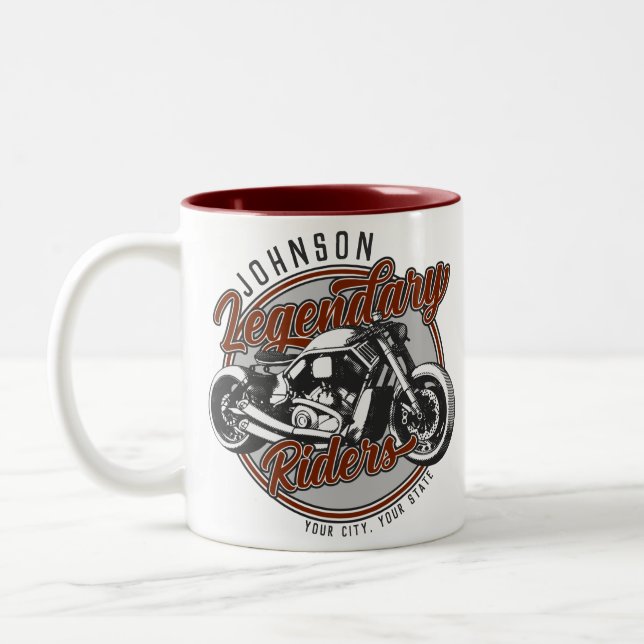 Personalised Motorcycle Legendary Rider Biker NAME Two-Tone Coffee Mug (Left)
