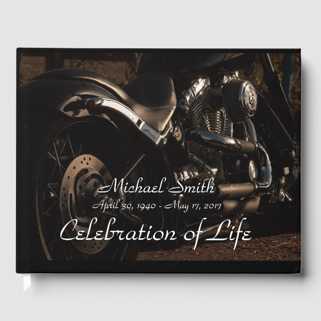 Personalised Motorcycle Memorial Guest Book (Front)