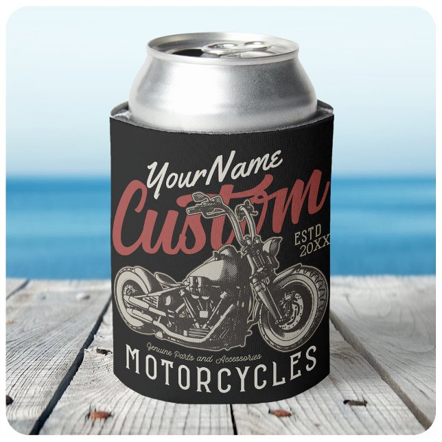 Personalised Motorcycle Rebel Cruiser Biker Garage Can Cooler (Creator Uploaded)