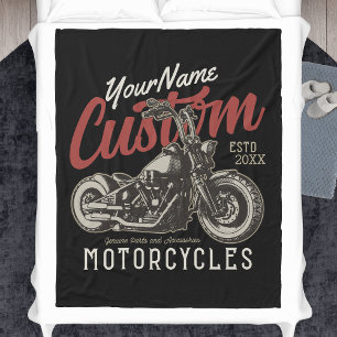 Personalised Motorcycle Rebel Cruiser Biker Garage Fleece Blanket