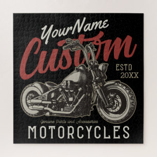 Personalised Motorcycle Rebel Cruiser Biker Garage Jigsaw Puzzle