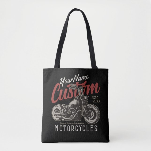 Personalised Motorcycle Rebel Cruiser Biker Garage Tote Bag (Front)