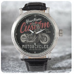 Personalised Motorcycle Rebel Cruiser Biker Garage Watch<br><div class="desc">Personalised Motorcycle Rebel Cruiser Biker Garage design,  featuring Fat Cruiser with Ape Hangers. Customise with your name or custom text.</div>