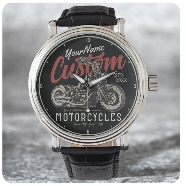 Personalised Motorcycle Rebel Cruiser Biker Garage Watch (Creator Uploaded)