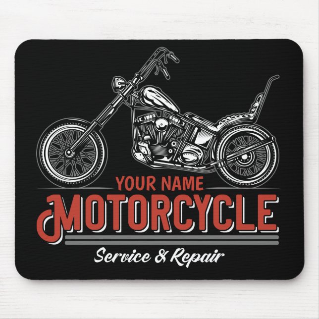 Personalised Motorcycle Service Biker Repair Shop  Mouse Mat (Front)