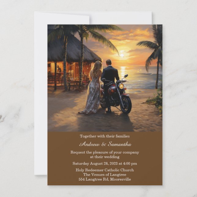 Personalised  Motorcycle Wedding  Invitation (Front)