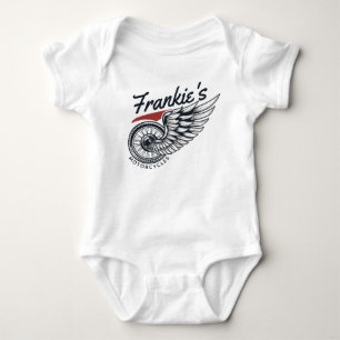 Personalised Motorcycles Flying Tire Biker Shop  Baby Bodysuit