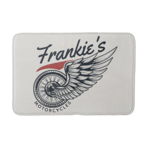 Personalised Motorcycles Flying Tire Biker Shop Bath Mat