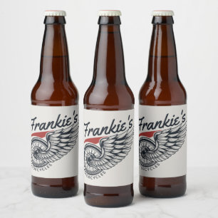 Personalised Motorcycles Flying Tire Biker Shop  Beer Bottle Label
