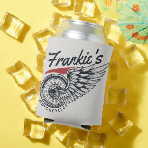 Personalised Motorcycles Flying Tire Biker Shop Can Cooler