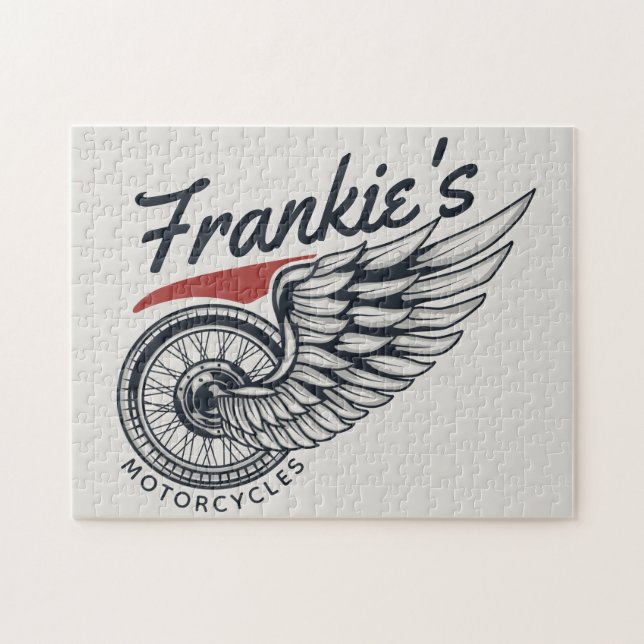 Personalised Motorcycles Flying Tire Biker Shop  Jigsaw Puzzle (Horizontal)