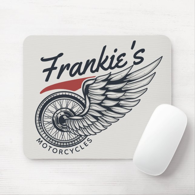 Personalised Motorcycles Flying Tire Biker Shop Mouse Mat (With Mouse)