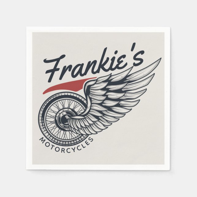Personalised Motorcycles Flying Tire Biker Shop  Napkin (Front)