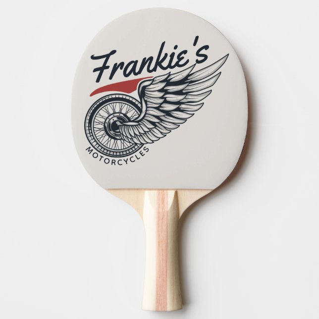 Personalised Motorcycles Flying Tire Biker Shop Ping Pong Paddle (Front)