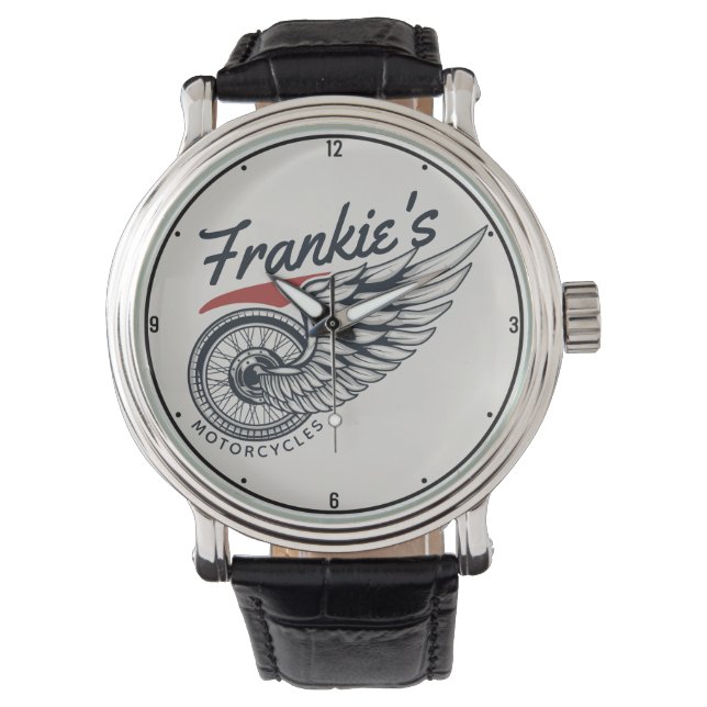 Personalised Motorcycles Flying Tire Biker Shop Watch (Front)