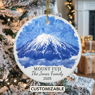 Personalised Mount Fuji Ornament, Japan Ceramic Tree Decoration